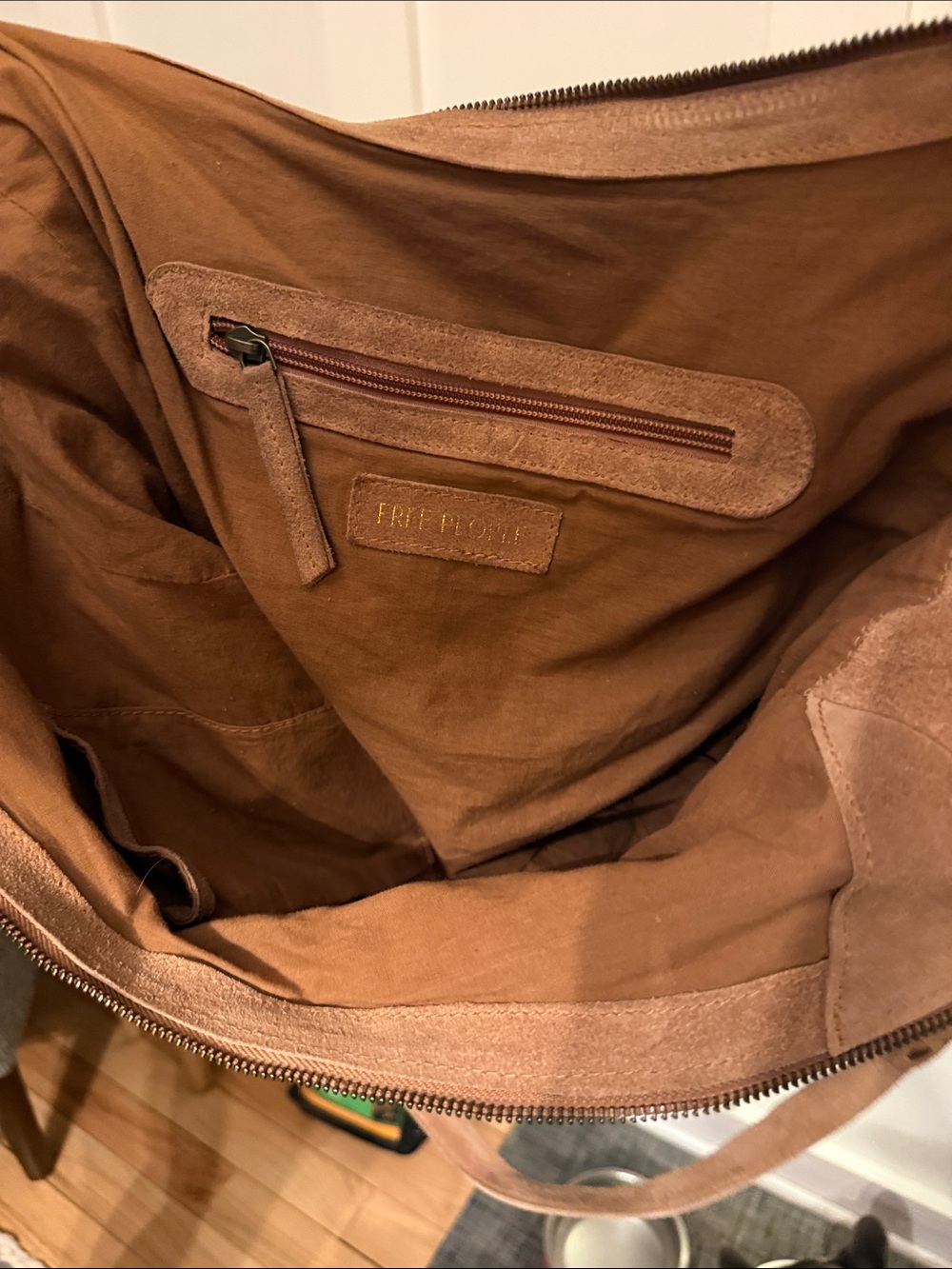 Free People Suede Hobo Shoulder Bag in Blush Tan - Picture 2 of 3
